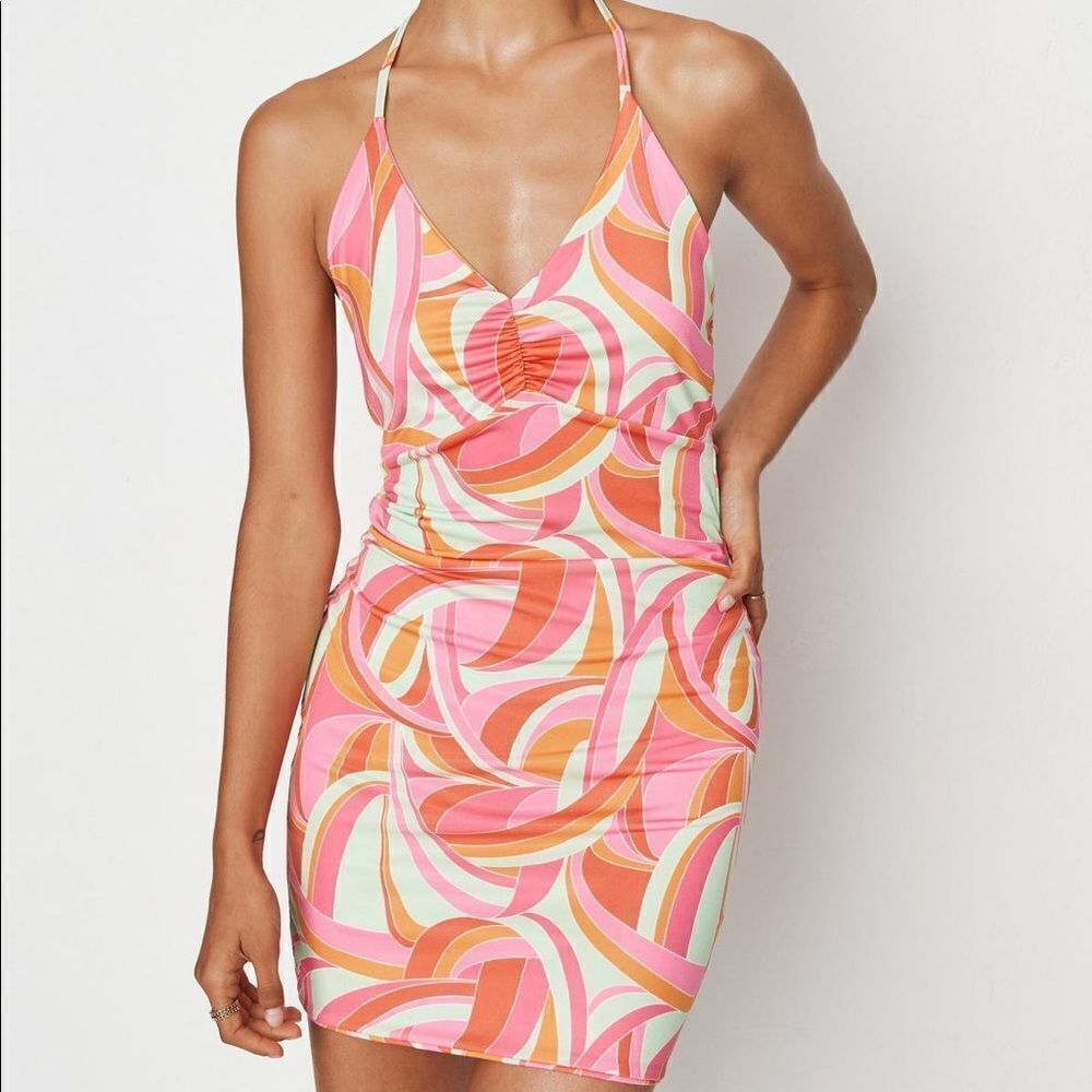 ✨Palm Leaf Halter Backless Dress✨